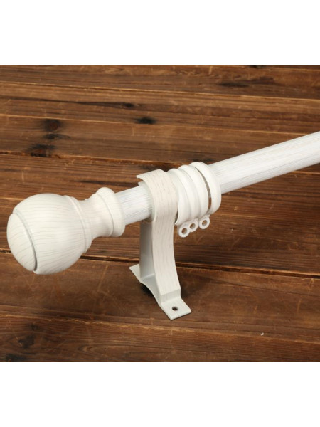 QYR58 1-1/8" Diameter Wood Aluminum Alloy Single Double Curtain rod sets(Color: White oak)