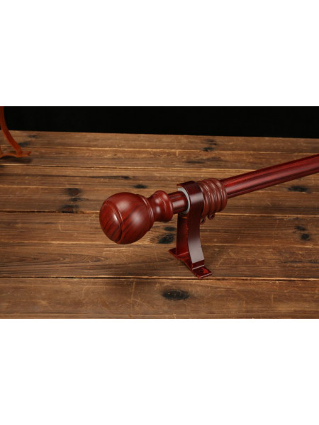 QYR58 1-1/8" Diameter Wood Aluminum Alloy Single Double Curtain rod sets(Color: Red wood)