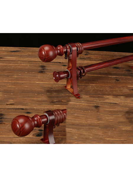 QYR58 1-1/8" Diameter Wood Aluminum Alloy Single Double Curtain rod sets