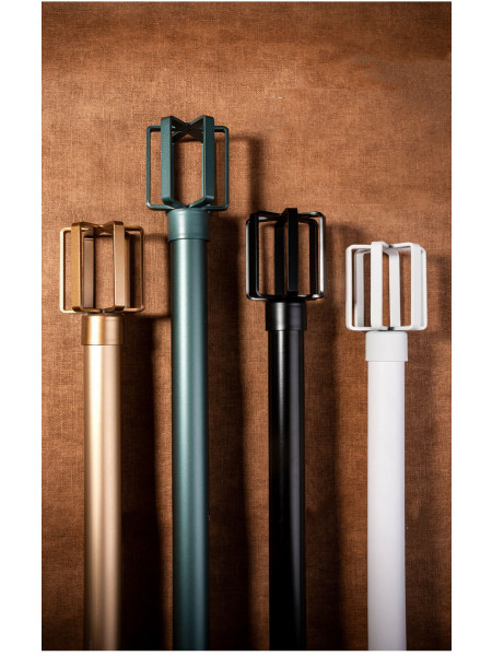 QYR59 1-1/8" Diameter Luxury Luxury Black Gold Spiral Finial Aluminum Alloy Single Double Curtain rod sets