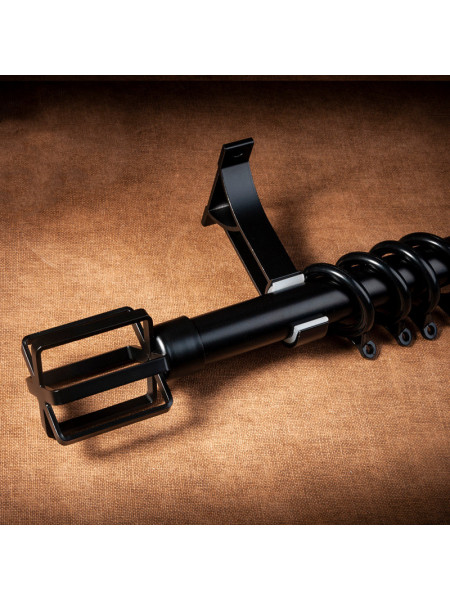 QYR59 1-1/8" Diameter Luxury Luxury Black Gold Spiral Finial Aluminum Alloy Single Double Curtain rod sets(Color: Black)