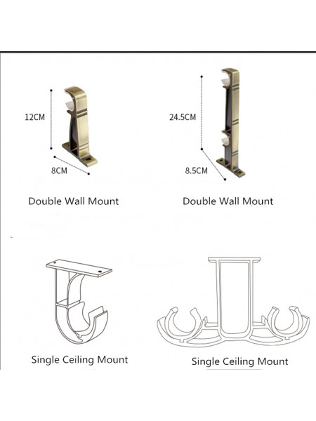 QYR66 1-1/8" Coree 28mm Diameter Steel Curtain Rod Set With Glaze Ball Finial