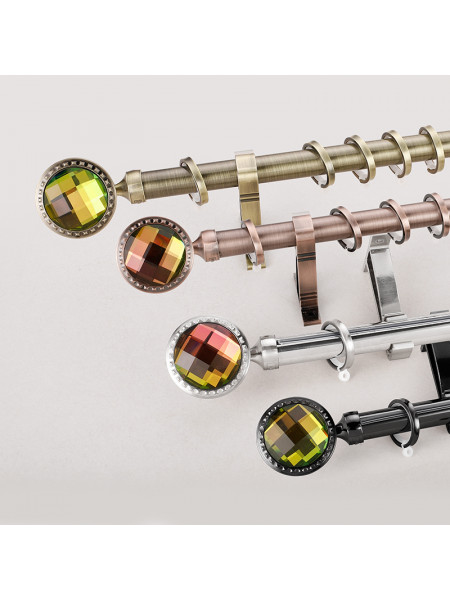 QYR64 1-1/8" Coree 28mm Diameter Steel Curtain Rod Set With Ball Finial