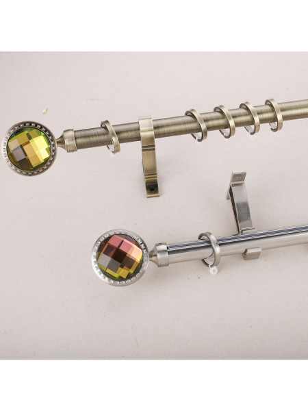 QYR64 1-1/8" Coree 28mm Diameter Steel Curtain Rod Set With Ball Finial