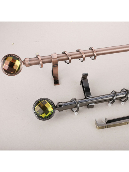 QYR64 1-1/8" Coree 28mm Diameter Steel Curtain Rod Set With Ball Finial