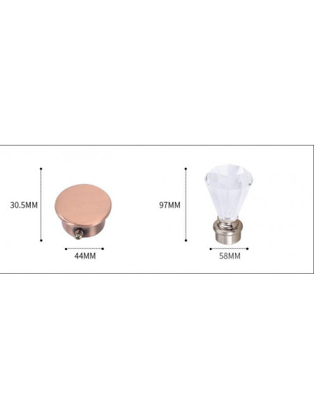 QYR65 1-1/8" Coree 28mm Diameter Steel Curtain Rod Set With Cone Acrylic Finial