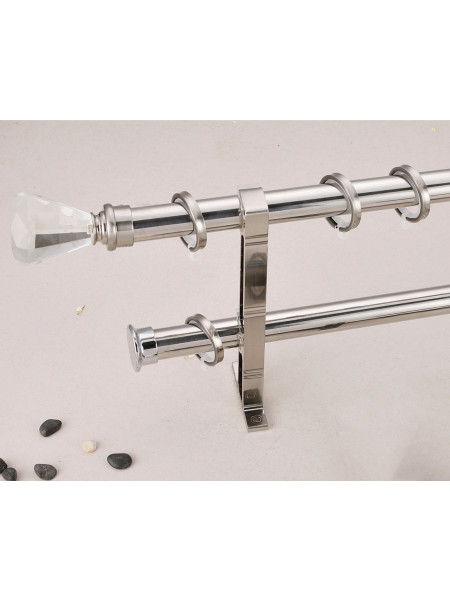 QYR65 1-1/8" Coree 28mm Diameter Steel Curtain Rod Set With Cone Acrylic Finial(Color: Nickel silver)