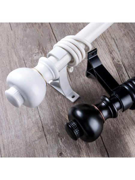 QYR67 1-1/8" Ivory Black Bronze Ball Finial Aluminum Alloy Single Double Curtain rod set