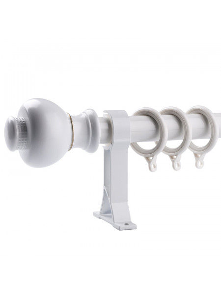 QYR67 1-1/8" Ivory Black Bronze Ball Finial Aluminum Alloy Single Double Curtain rod set(Color: Ivory)