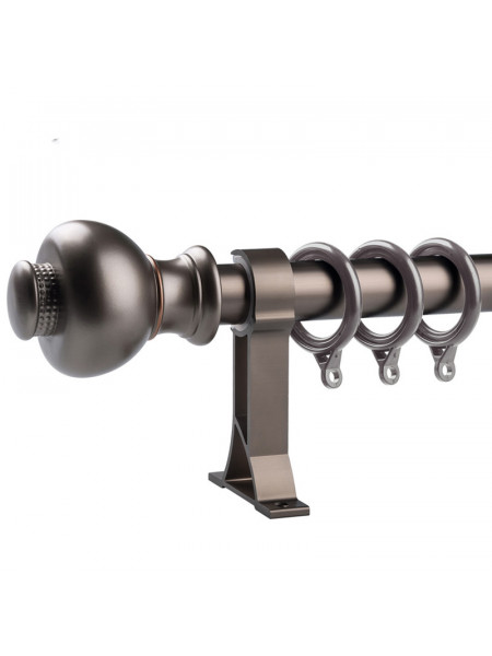 QYR67 1-1/8" Ivory Black Bronze Ball Finial Aluminum Alloy Single Double Curtain rod set(Color: Champagne)