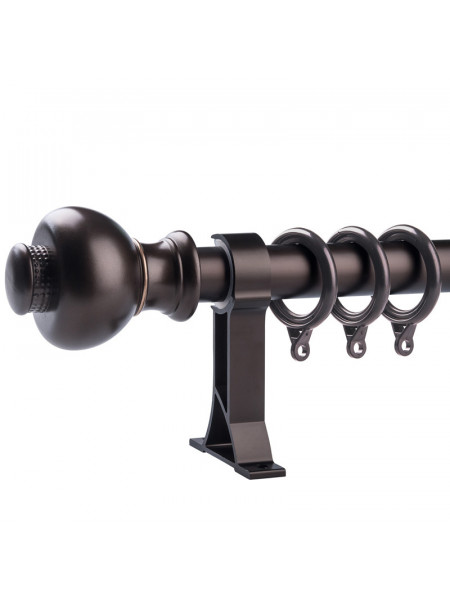QYR67 1-1/8" Ivory Black Bronze Ball Finial Aluminum Alloy Single Double Curtain rod set(Color: Bronze)