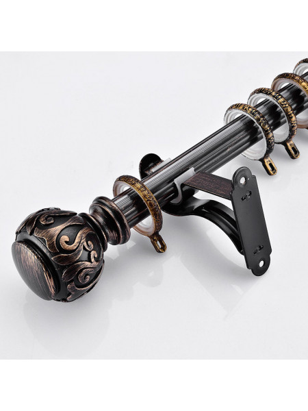 QYR73 1-1/8" Antique Black White Curtain Rod Sets For Sale(Color: Antique black)
