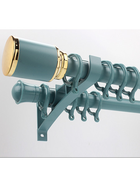 QYR74 Baylor 1-1/8" Column Finial Aluminum alloy Single/Double Curtain rod sets For Window Against Wall(Color: Blue)