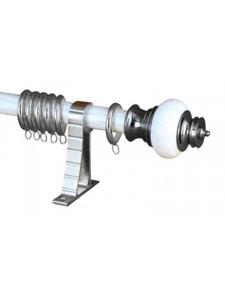 QYR77 1-1/8" Diameter Royal  Aluminum Alloy Wood Grain Single Double Curtain rod set(Color: White oak)