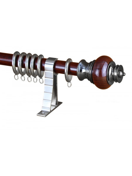 QYR77 1-1/8" Diameter Royal  Aluminum Alloy Wood Grain Single Double Curtain rod set(Color: Red wood)