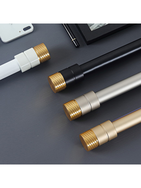 QYR78 1-1/8" Diameter Luxury White Black Gold Column Finial Aluminum Alloy Single Double Curtain rod set