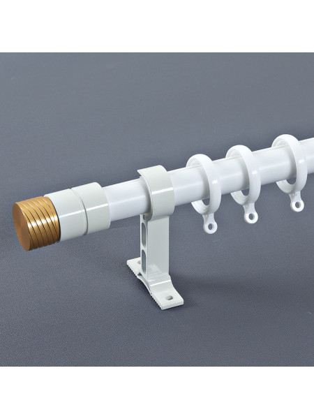 QYR78 1-1/8" Diameter Luxury White Black Gold Column Finial Aluminum Alloy Single Double Curtain rod set(Color: White)