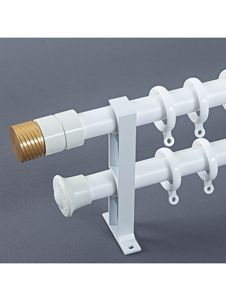 QYR78 1-1/8" Diameter Luxury White Black Gold Column Finial Aluminum Alloy Single Double Curtain rod set