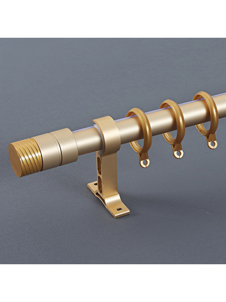 QYR78 1-1/8" Diameter Luxury White Black Gold Column Finial Aluminum Alloy Single Double Curtain rod set(Color: Gold)