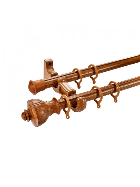 QYR79 1-1/8" Diameter  Aluminum Alloy Wood Grain Single Double Curtain rod sets