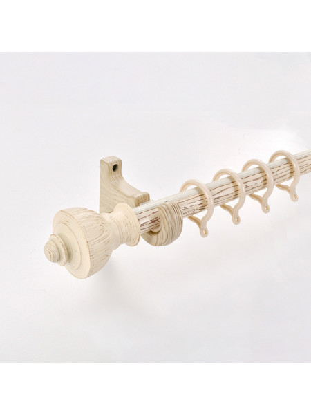 QYR79 1-1/8" Diameter  Aluminum Alloy Wood Grain Single Double Curtain rod sets(Color: White)