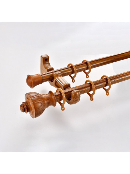 QYR79 1-1/8" Diameter  Aluminum Alloy Wood Grain Single Double Curtain rod sets