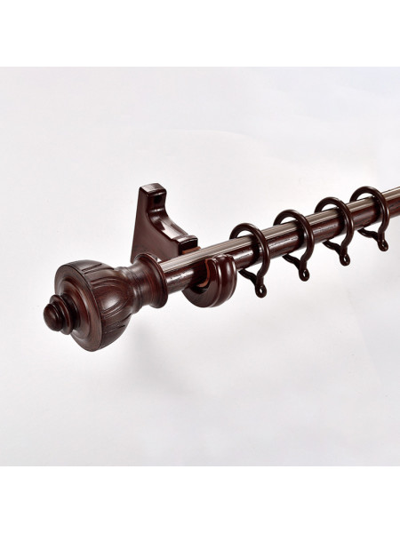 QYR79 1-1/8" Diameter  Aluminum Alloy Wood Grain Single Double Curtain rod sets(Color: Black walnut)