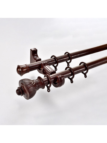 QYR79 1-1/8" Diameter  Aluminum Alloy Wood Grain Single Double Curtain rod sets