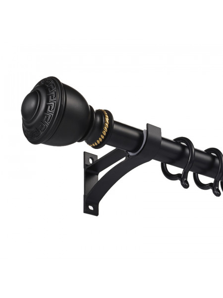 QYR83 1-1/8" White Black Aluminum Alloy Thick Single Double Curtain rod sets(Color: Black)