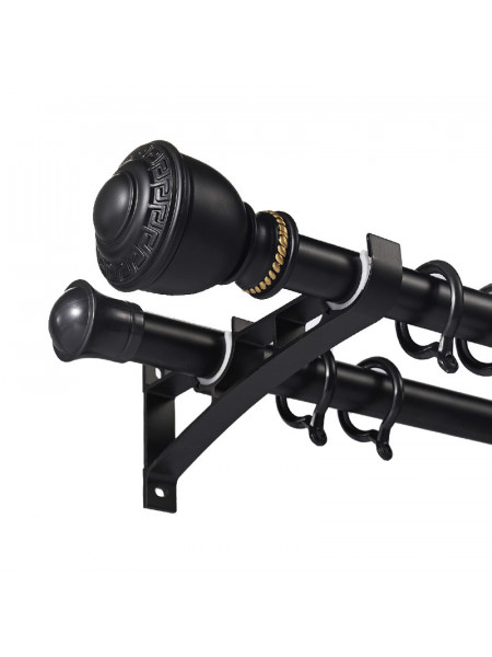 QYR83 1-1/8" White Black Aluminum Alloy Thick Single Double Curtain rod sets
