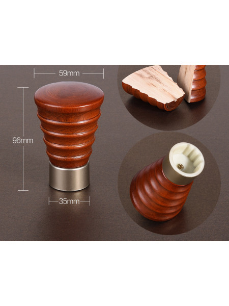 QYR84 1-1/8" Diameter Cone Wood Finial Aluminum Alloy Wood Grain Single Double Curtain rod sets