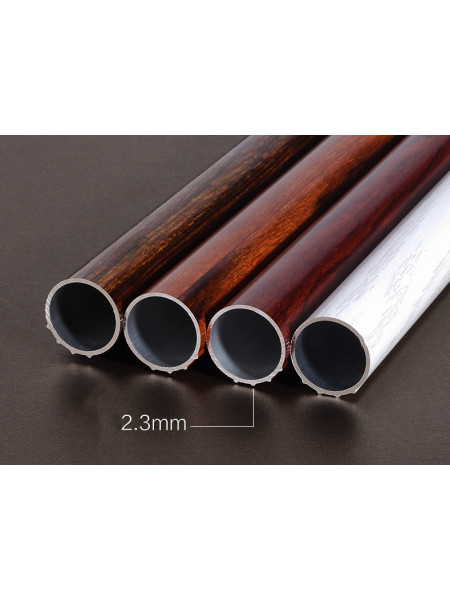 QYR84 1-1/8" Diameter Cone Wood Finial Aluminum Alloy Wood Grain Single Double Curtain rod sets