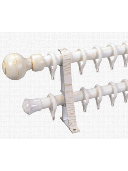 QYR85 1-1/8" Diameter Wood Grain Super Thick Aluminum Alloy Single Double Curtain rod sets