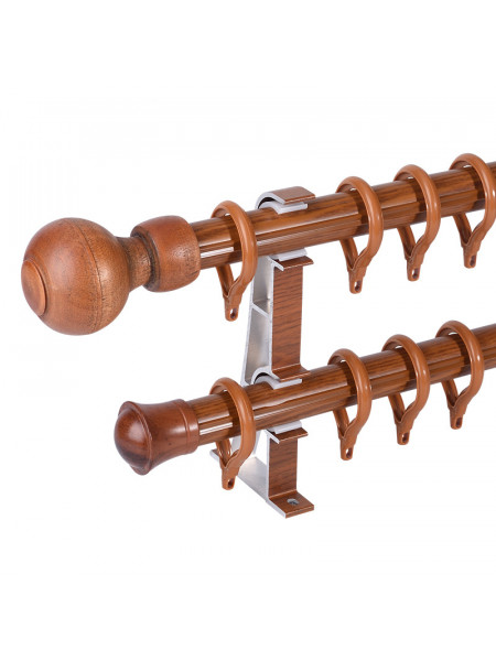 QYR85 1-1/8" Diameter Wood Grain Super Thick Aluminum Alloy Single Double Curtain rod sets