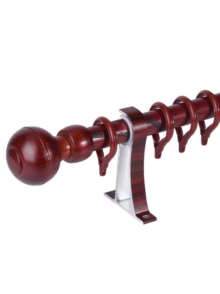 QYR85 1-1/8" Diameter Wood Grain Super Thick Aluminum Alloy Single Double Curtain rod sets(Color: Red wood)