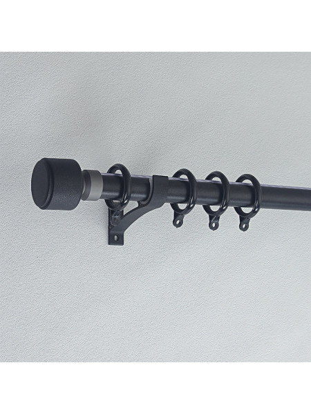 QYR87 1-1/8" Luxury White Grey Coffee Aluminum Alloy Matte Curtain rod sets(Color: Black)