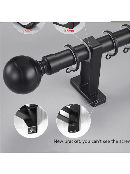 QYR92 1-1/8" New Style Crystal Ball Finial Aluminum Alloy Single Double Curtain rod sets