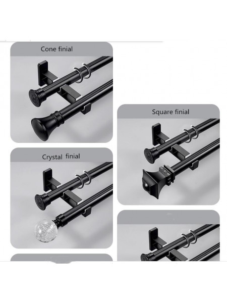 QYR92 1-1/8" New Style Crystal Ball Finial Aluminum Alloy Single Double Curtain rod sets
