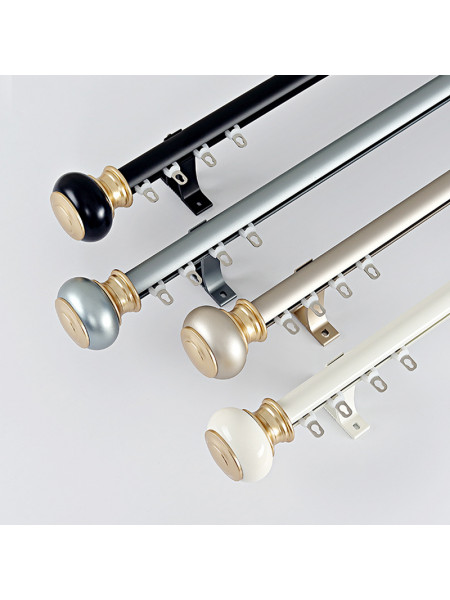 QYR98 On Sales Ivory Black Blue Gold Aluminum alloy Curtain Track Set With Ball Finials
