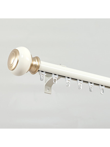 QYR98 On Sales Ivory Black Blue Gold Aluminum alloy Curtain Track Set With Ball Finials(Color: Ivory)