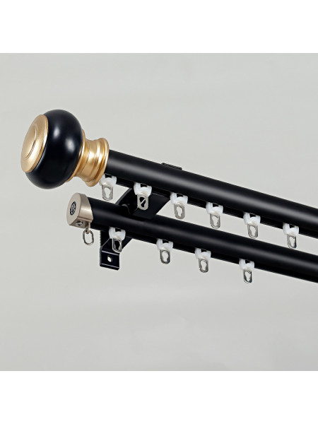 QYR98 On Sales Ivory Black Blue Gold Aluminum alloy Curtain Track Set With Ball Finials