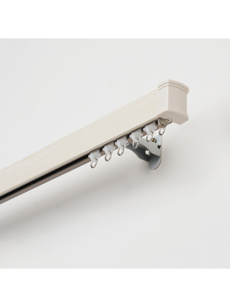 QYRF02 Wood Grain Single Double Curtain Tracks Ceiling/Wall Mount (Color:White Pine)