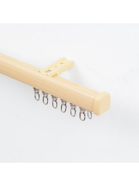 QYRF04 Wood Grain Single Double Curtain Tracks Ceiling/Wall Mount(Color: Maple)