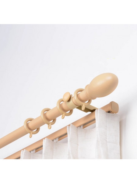 QYRF06 With Egg Fashion Wood Grain Outer Rod With Inner Track Set Ceiling/Wall Mount