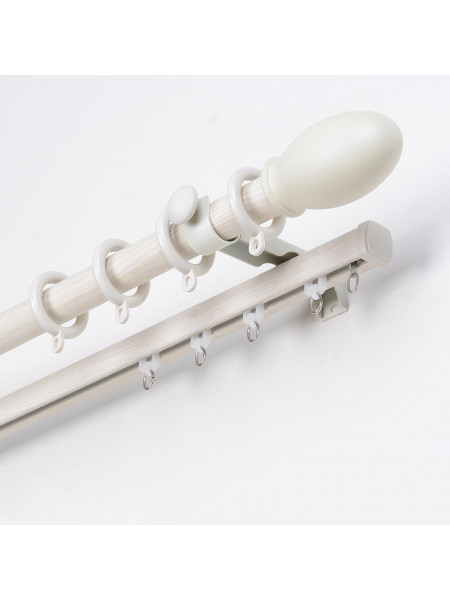 QYRF06 With Egg Fashion Wood Grain Outer Rod With Inner Track Set Ceiling/Wall Mount(Color: White pine)