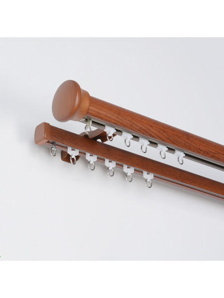 QYRF07 Wood Grain Single Double Curtain Tracks Ceiling/Wall Mount