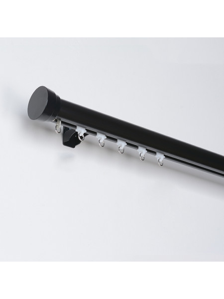 QYRF17 Single Double Curtain Tracks Ceiling/Wall Mount(Color: Black)