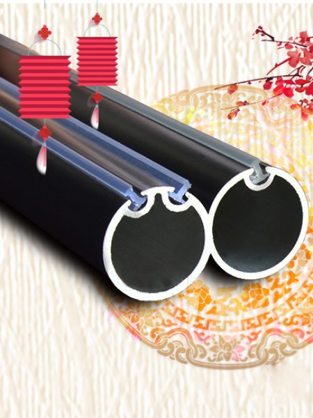 QYRY01 1-1/8" Ball Cone Finial Metal Single Curtain Rod Set Custom Length Curtain Pole in black color