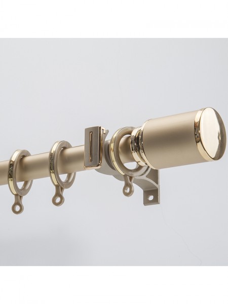 QYRY03 1-1/8" Column Finial Aluminum alloy Single Curtain rod set(Color: Earthly gold)