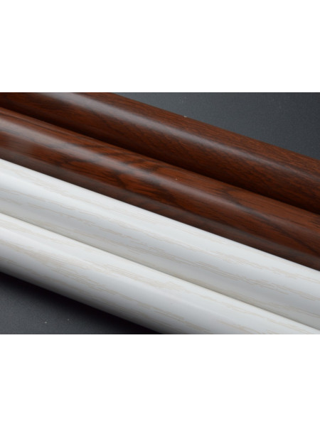 QYRY06 1-1/8" Wood Grain Nano Mute White Oak Wood Thick Curtain Rod Set